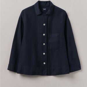 TOAST Navy Button-Up Linen Shirt